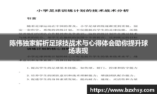 陈伟独家解析足球技战术与心得体会助你提升球场表现